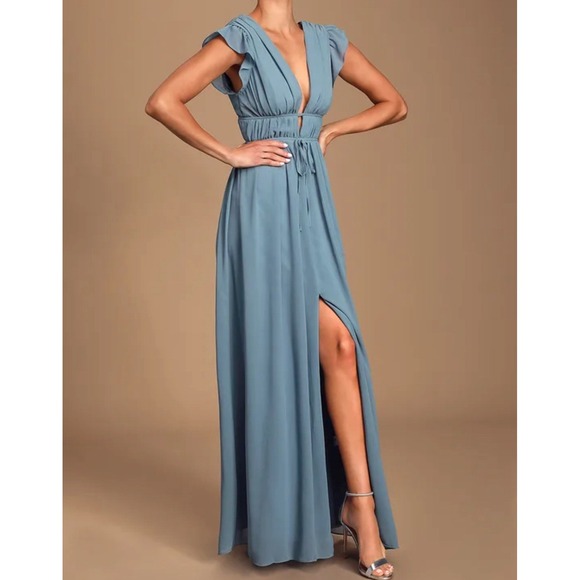 Lulu's Blue Maxi Dress - Picture 14 of 15